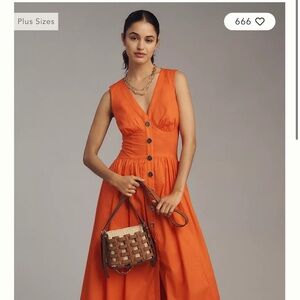 Anthropologie Vibrant Orange Maxi Dress